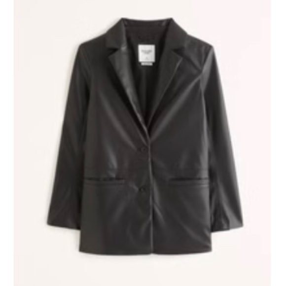 Abercrombie and Fitch Vegan Leather Blazer Black XXS - Picture 1 of 5